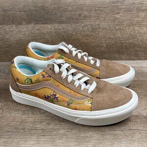 VANS Comfycush Old Skool Fatal Floral Golden Brown Shoes Sneakers Womens 6 NEW
